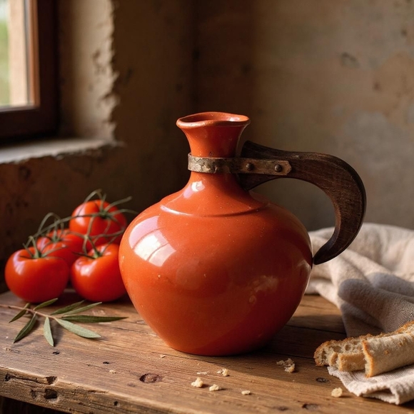 HTF Vintage 1930's Bauer Pottery Burnt Orange Pot Pitcher Mid… - Picture 4 of 10